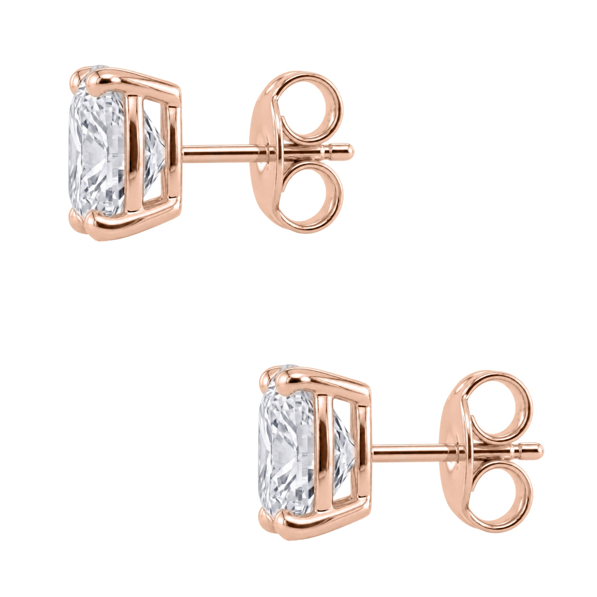 Lab-Grown Diamond Cushion Solitaire Stud Earrings in 14K White Gold or 14K Yellow Gold