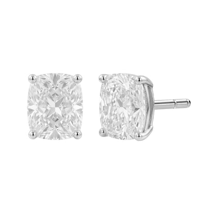 Lab-Grown Diamond Long Cushion Solitaire Stud Earrings in 14K White Gold or 14K Yellow Gold