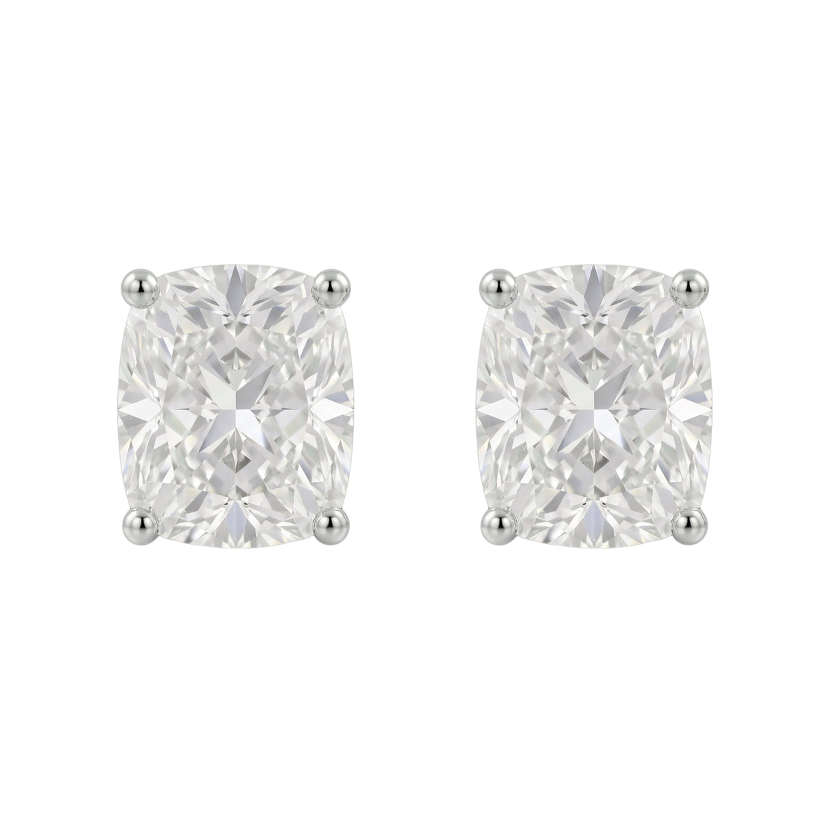 Lab-Grown Diamond Long Cushion Solitaire Stud Earrings in 14K White Gold or 14K Yellow Gold