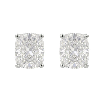 Lab-Grown Diamond Long Cushion Solitaire Stud Earrings in 14K White Gold or 14K Yellow Gold