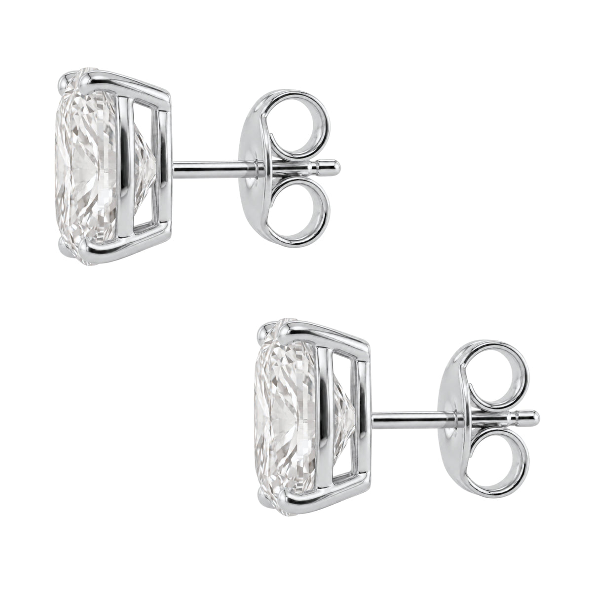 Lab-Grown Diamond Long Cushion Solitaire Stud Earrings in 14K White Gold or 14K Yellow Gold