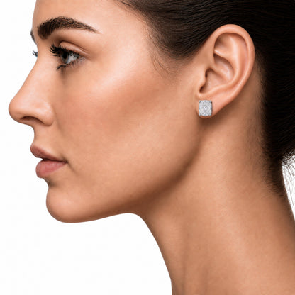 Lab-Grown Diamond Long Cushion Solitaire Stud Earrings in 14K White Gold or 14K Yellow Gold