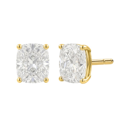 Lab-Grown Diamond Long Cushion Solitaire Stud Earrings in 14K White Gold or 14K Yellow Gold