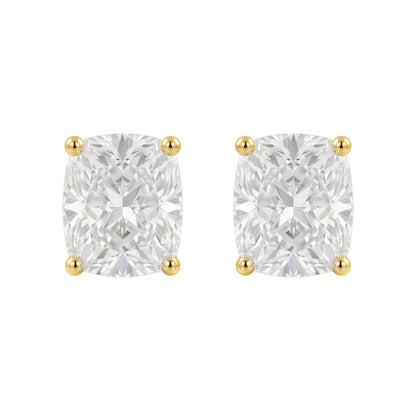 Lab-Grown Diamond Long Cushion Solitaire Stud Earrings in 14K White Gold or 14K Yellow Gold