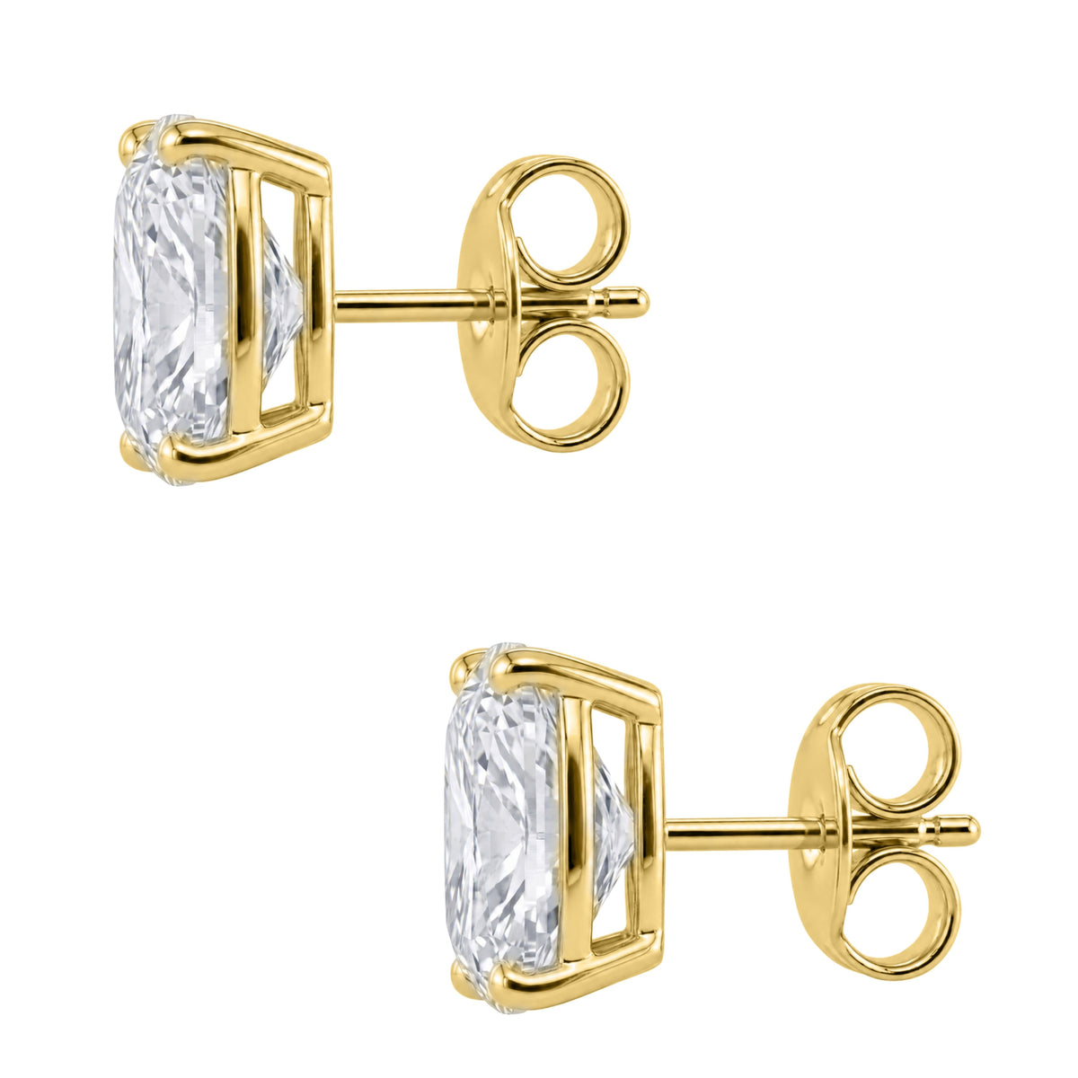 Lab-Grown Diamond Long Cushion Solitaire Stud Earrings in 14K White Gold or 14K Yellow Gold