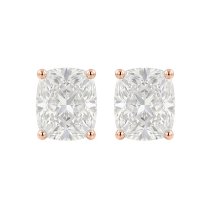 Lab-Grown Diamond Long Cushion Solitaire Stud Earrings in 14K White Gold or 14K Yellow Gold