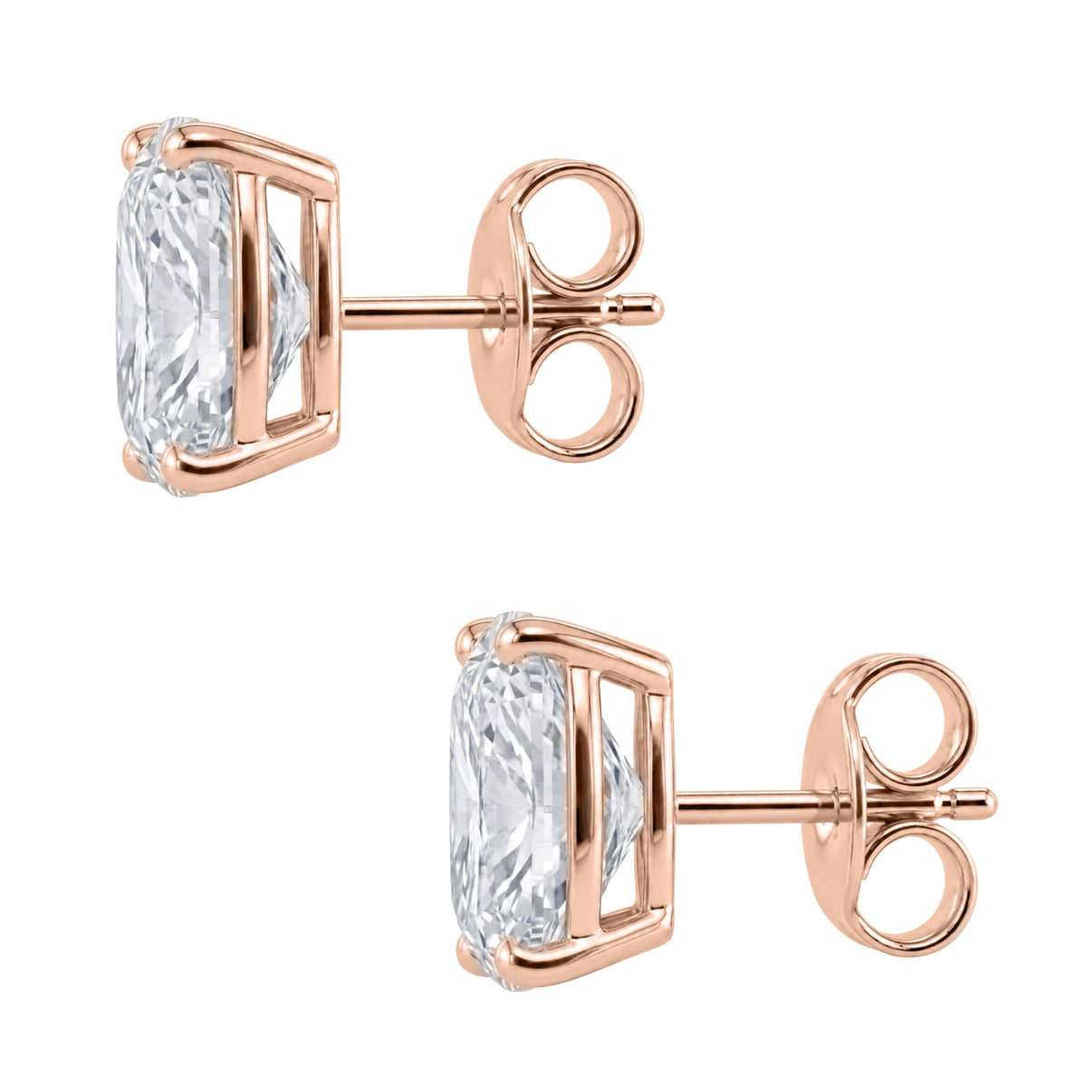Lab-Grown Diamond Long Cushion Solitaire Stud Earrings in 14K White Gold or 14K Yellow Gold