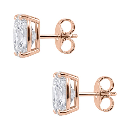Lab-Grown Diamond Long Cushion Solitaire Stud Earrings in 14K White Gold or 14K Yellow Gold