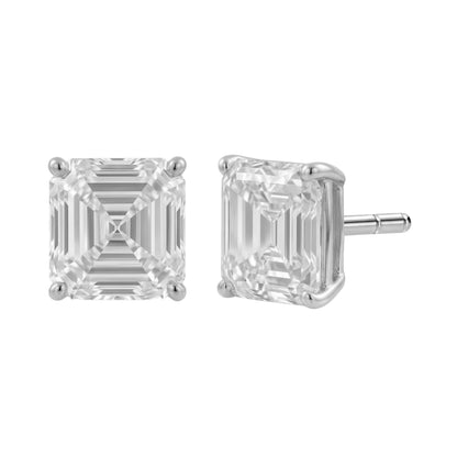 Lab-Grown Diamond Asscher Solitaire Stud Earrings in 14K White Gold or 14K Yellow Gold