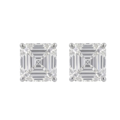 Lab-Grown Diamond Asscher Solitaire Stud Earrings in 14K White Gold or 14K Yellow Gold