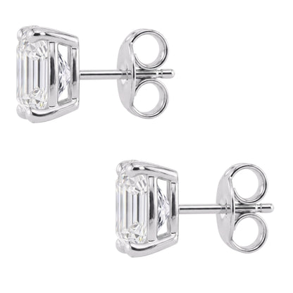 Lab-Grown Diamond Asscher Solitaire Stud Earrings in 14K White Gold or 14K Yellow Gold