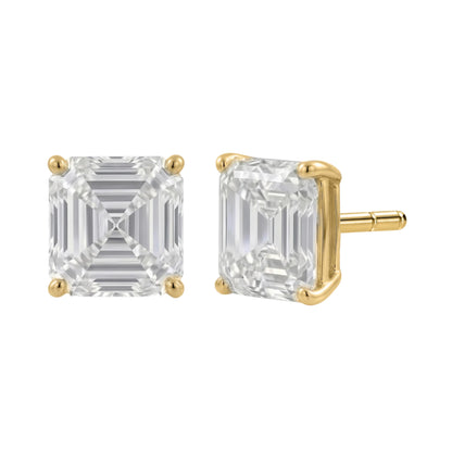 Lab-Grown Diamond Asscher Solitaire Stud Earrings in 14K White Gold or 14K Yellow Gold
