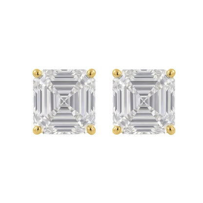 Lab-Grown Diamond Asscher Solitaire Stud Earrings in 14K White Gold or 14K Yellow Gold