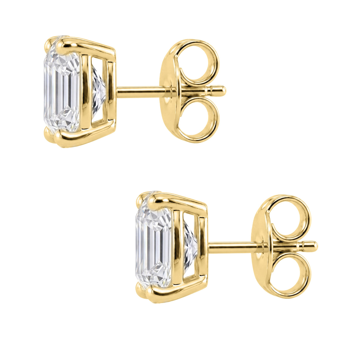 Lab-Grown Diamond Asscher Solitaire Stud Earrings in 14K White Gold or 14K Yellow Gold