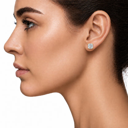 Lab-Grown Diamond Asscher Solitaire Stud Earrings in 14K White Gold or 14K Yellow Gold