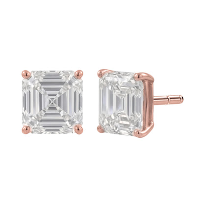 Lab-Grown Diamond Asscher Solitaire Stud Earrings in 14K White Gold or 14K Yellow Gold