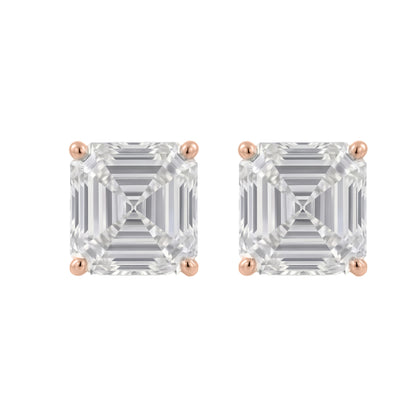 Lab-Grown Diamond Asscher Solitaire Stud Earrings in 14K White Gold or 14K Yellow Gold