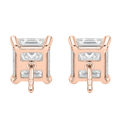 Lab-Grown Diamond Asscher Solitaire Stud Earrings in 14K White Gold or 14K Yellow Gold