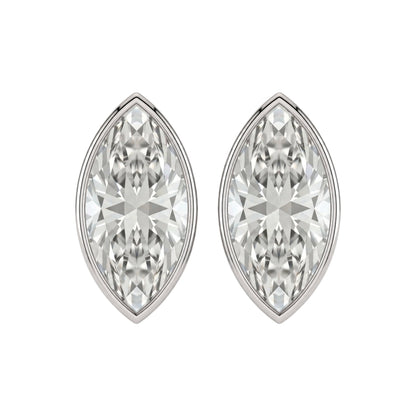 Lab-Grown Diamond Marquise Solitaire Bezel Stud Earrings in 14K White Gold or 14K Yellow Gold