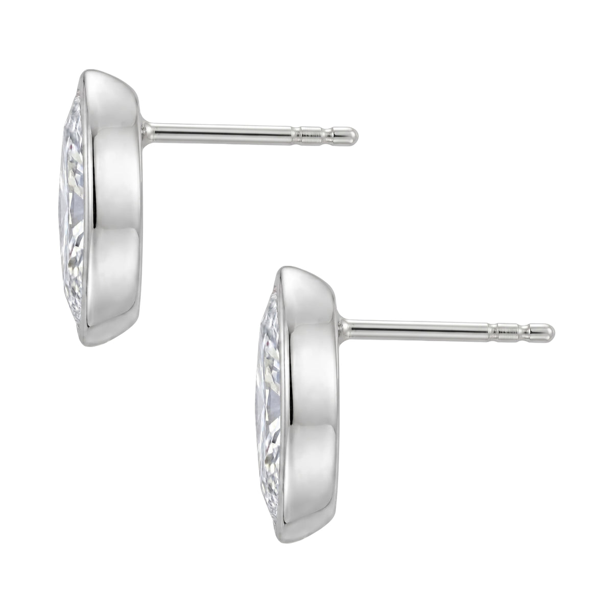 Lab-Grown Diamond Marquise Solitaire Bezel Stud Earrings in 14K White Gold or 14K Yellow Gold