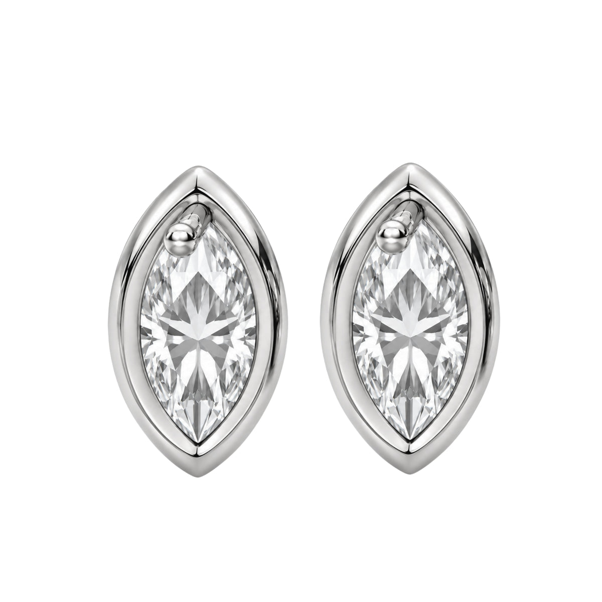 Lab-Grown Diamond Marquise Solitaire Bezel Stud Earrings in 14K White Gold or 14K Yellow Gold