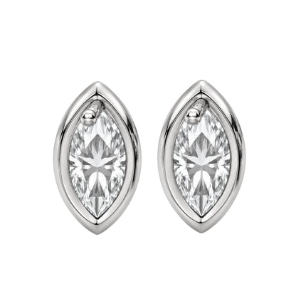 Lab-Grown Diamond Marquise Solitaire Bezel Stud Earrings in 14K White Gold or 14K Yellow Gold