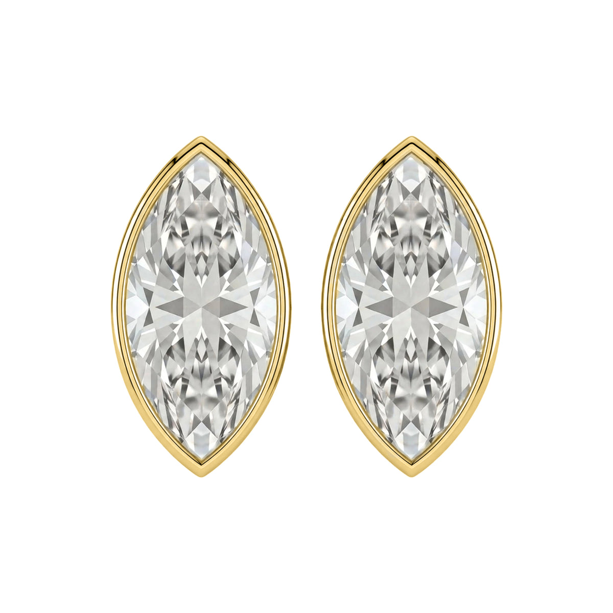Lab-Grown Diamond Marquise Solitaire Bezel Stud Earrings in 14K White Gold or 14K Yellow Gold