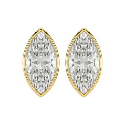 Lab-Grown Diamond Marquise Solitaire Bezel Stud Earrings in 14K White Gold or 14K Yellow Gold