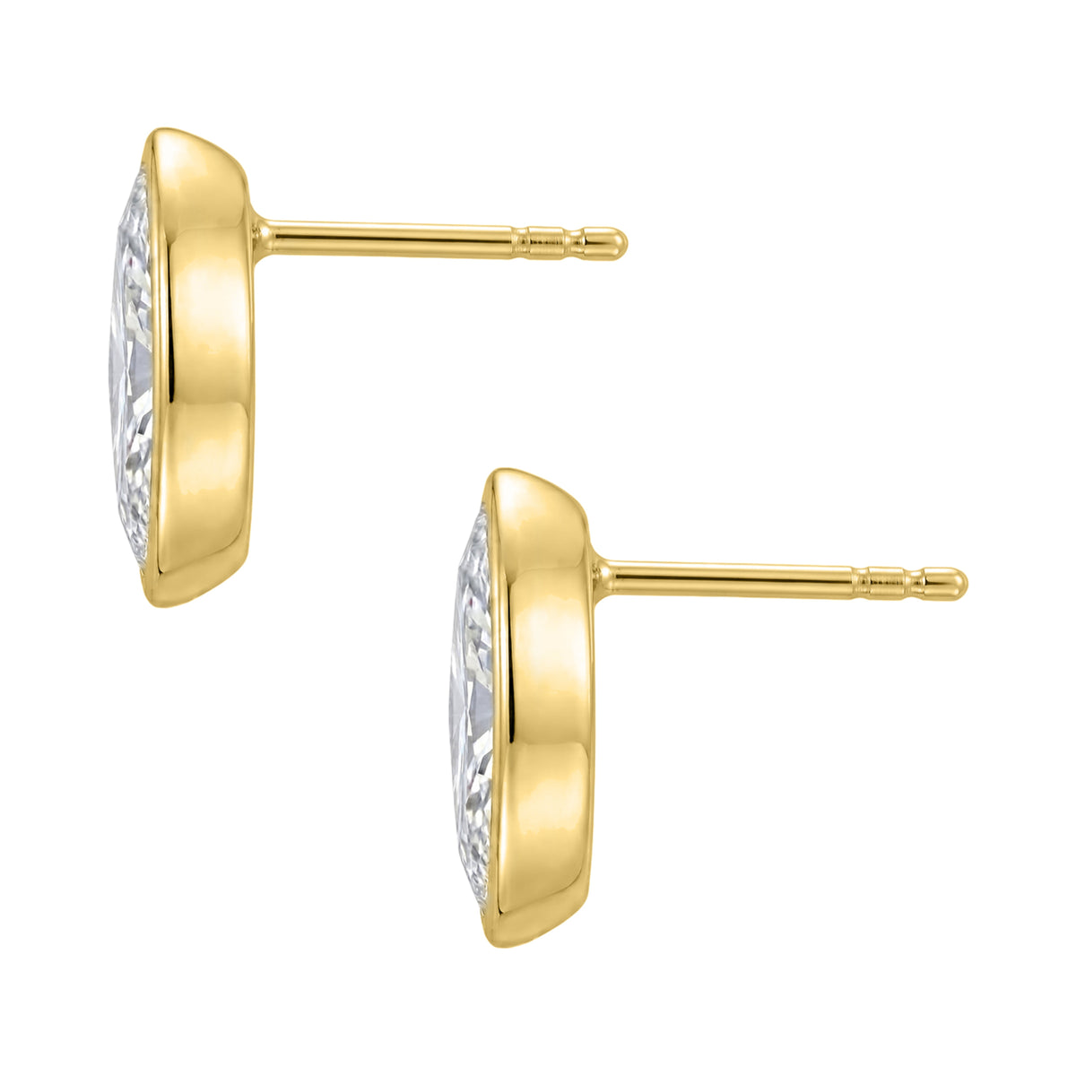 Lab-Grown Diamond Marquise Solitaire Bezel Stud Earrings in 14K White Gold or 14K Yellow Gold