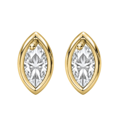 Lab-Grown Diamond Marquise Solitaire Bezel Stud Earrings in 14K White Gold or 14K Yellow Gold
