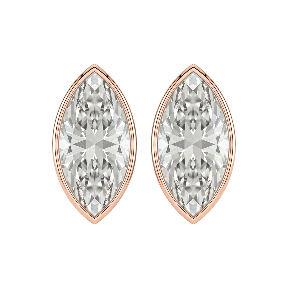 Lab-Grown Diamond Marquise Solitaire Bezel Stud Earrings in 14K White Gold or 14K Yellow Gold