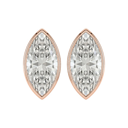 Lab-Grown Diamond Marquise Solitaire Bezel Stud Earrings in 14K White Gold or 14K Yellow Gold