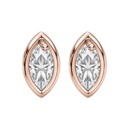 Lab-Grown Diamond Marquise Solitaire Bezel Stud Earrings in 14K White Gold or 14K Yellow Gold
