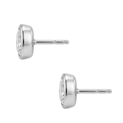 Lab-Grown Diamond Cushion Solitaire Bezel Stud Earrings in 14K White Gold or 14K Yellow Gold