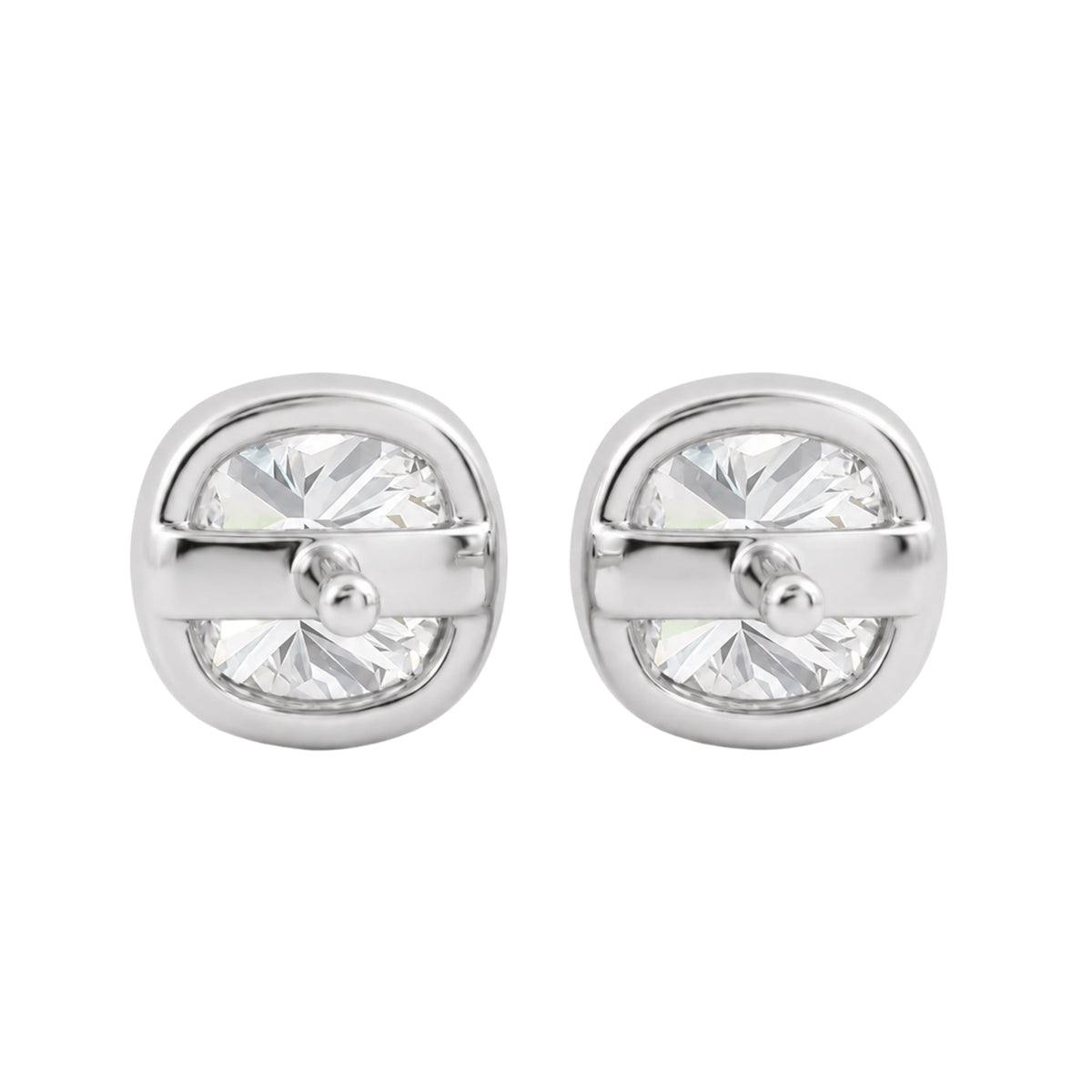 Lab-Grown Diamond Cushion Solitaire Bezel Stud Earrings in 14K White Gold or 14K Yellow Gold