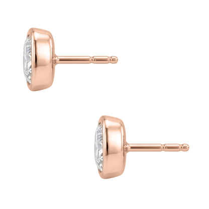 Lab-Grown Diamond Cushion Solitaire Bezel Stud Earrings in 14K White Gold or 14K Yellow Gold