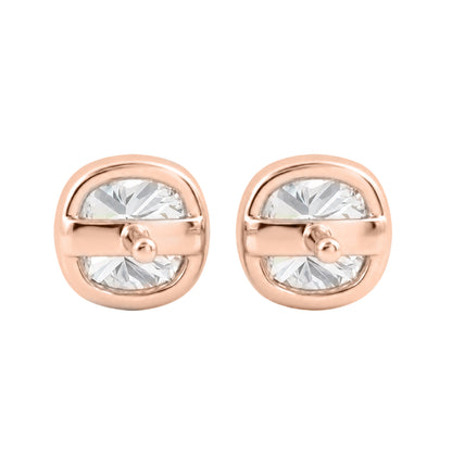 Lab-Grown Diamond Cushion Solitaire Bezel Stud Earrings in 14K White Gold or 14K Yellow Gold