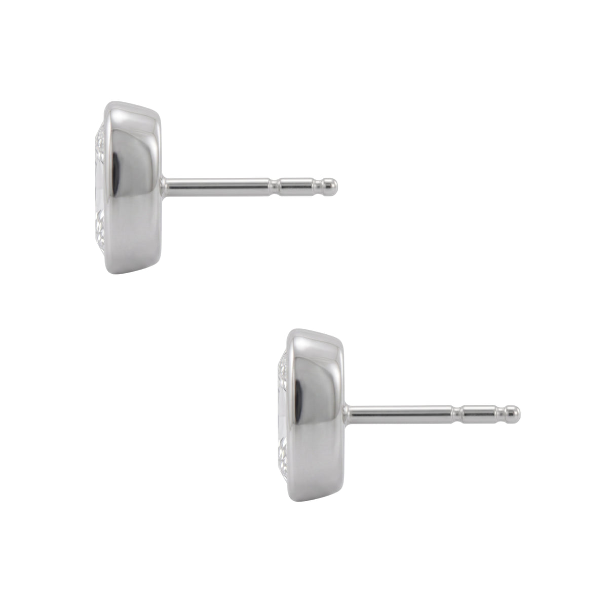 Lab-Grown Diamond Long Cushion Solitaire Bezel Stud Earrings in 14K White Gold or 14K Yellow Gold