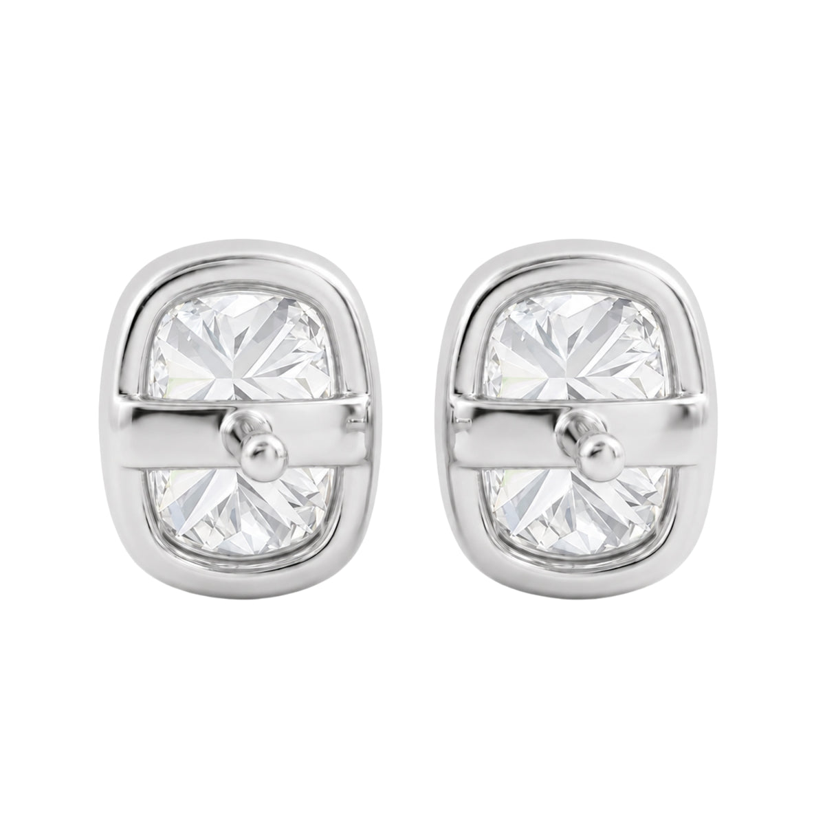 Lab-Grown Diamond Long Cushion Solitaire Bezel Stud Earrings in 14K White Gold or 14K Yellow Gold