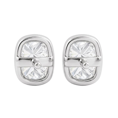 Lab-Grown Diamond Long Cushion Solitaire Bezel Stud Earrings in 14K White Gold or 14K Yellow Gold