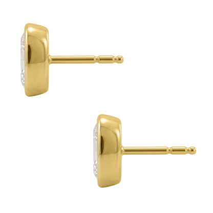 Lab-Grown Diamond Long Cushion Solitaire Bezel Stud Earrings in 14K White Gold or 14K Yellow Gold