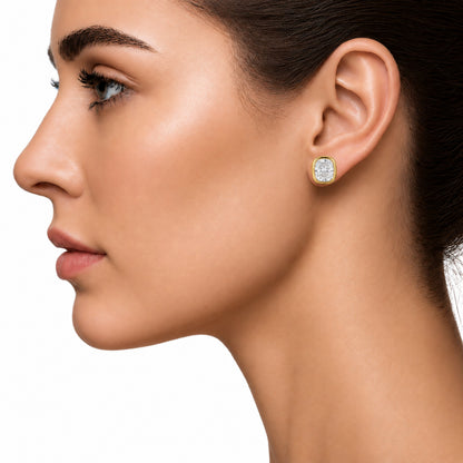 Lab-Grown Diamond Long Cushion Solitaire Bezel Stud Earrings in 14K White Gold or 14K Yellow Gold