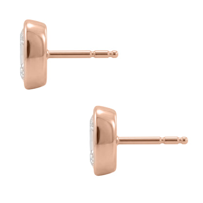 Lab-Grown Diamond Long Cushion Solitaire Bezel Stud Earrings in 14K White Gold or 14K Yellow Gold