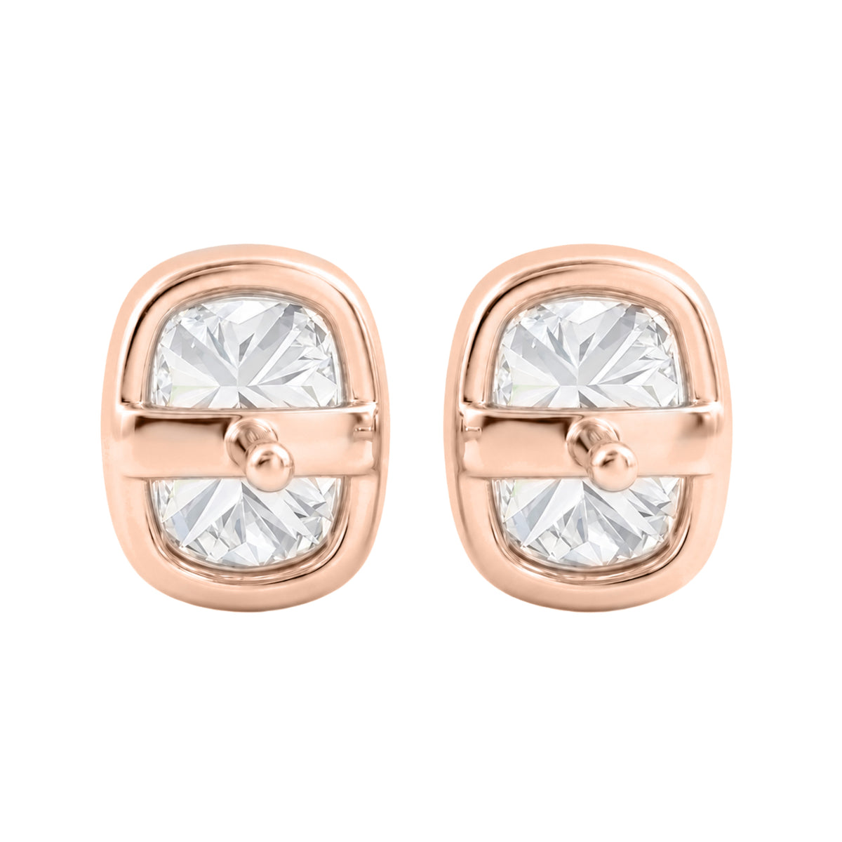 Lab-Grown Diamond Long Cushion Solitaire Bezel Stud Earrings in 14K White Gold or 14K Yellow Gold