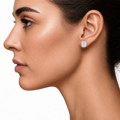 Lab-Grown Diamond Long Cushion Solitaire Bezel Stud Earrings in 14K White Gold or 14K Yellow Gold