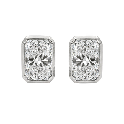 Lab-Grown Diamond Radiant Solitaire Bezel Stud Earrings in 14K White Gold or 14K Yellow Gold
