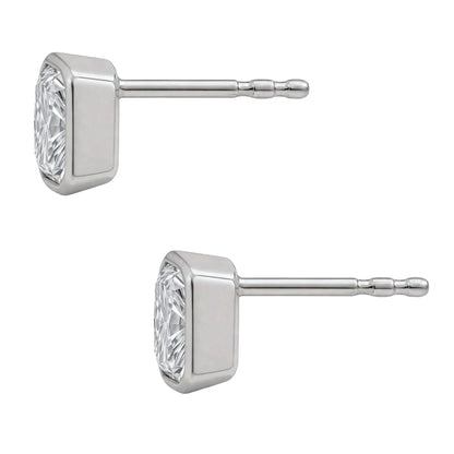 Lab-Grown Diamond Radiant Solitaire Bezel Stud Earrings in 14K White Gold or 14K Yellow Gold