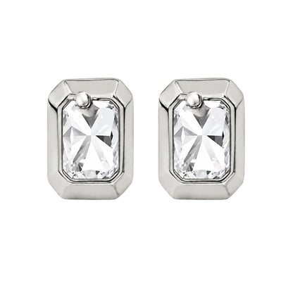 Lab-Grown Diamond Radiant Solitaire Bezel Stud Earrings in 14K White Gold or 14K Yellow Gold
