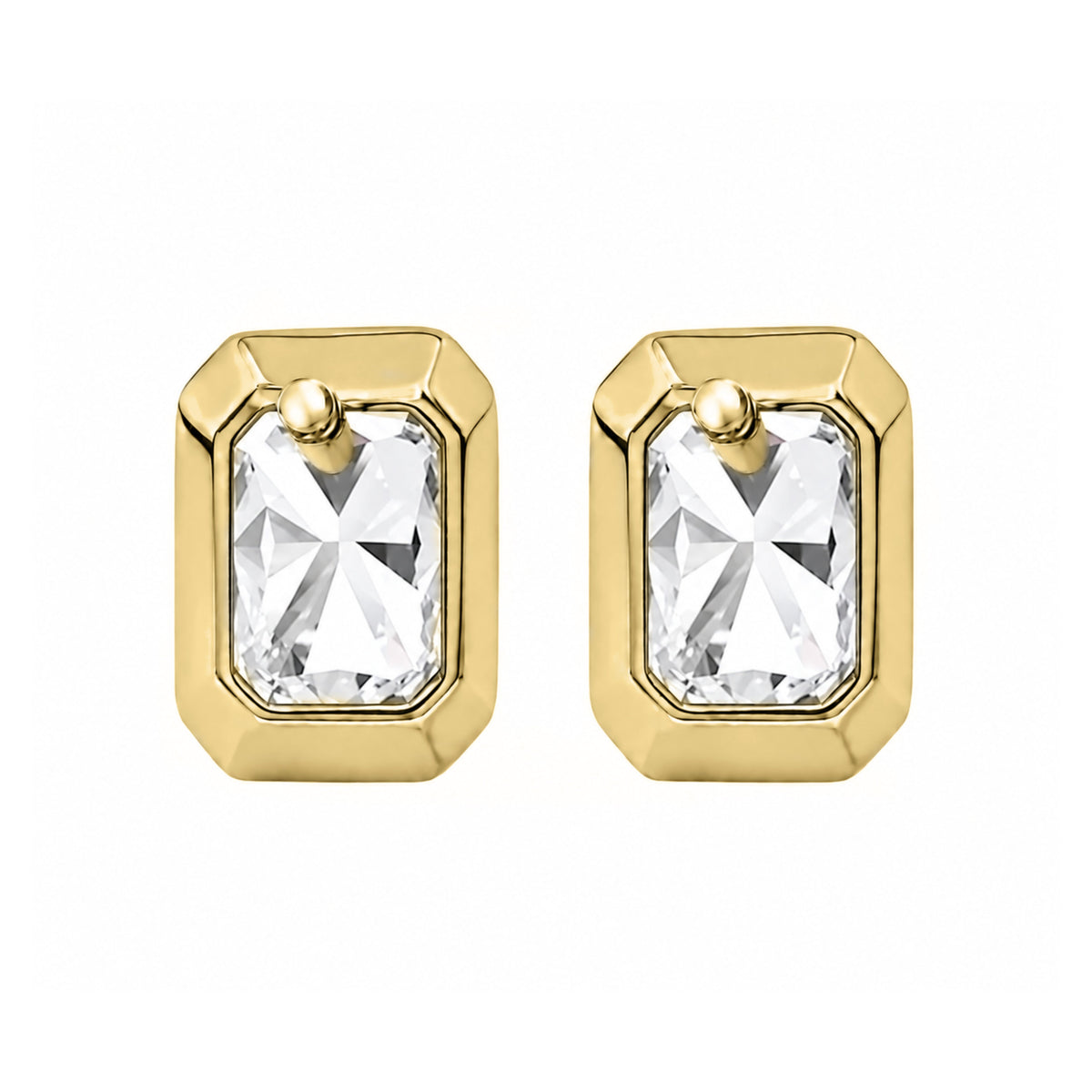 Lab-Grown Diamond Radiant Solitaire Bezel Stud Earrings in 14K White Gold or 14K Yellow Gold