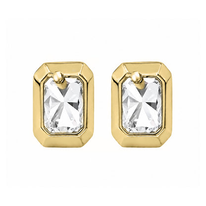 Lab-Grown Diamond Radiant Solitaire Bezel Stud Earrings in 14K White Gold or 14K Yellow Gold